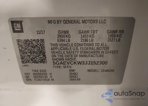 2018 Buick Enclave Avenir z USA, uszkodzony, nr VIN 5GAEVCKW3JJ152300